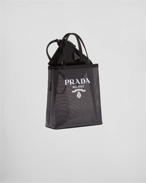 Shopper Small in rete con paillettes in Nero .